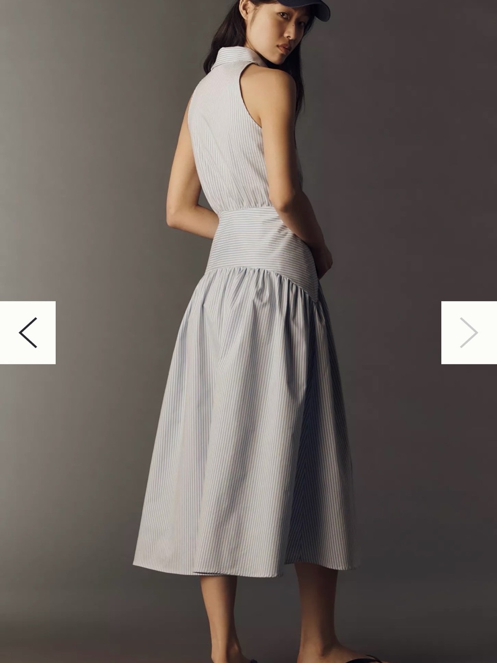 NWT Sleeveless Blue Pinstripe Drop Waist Shirt Dress - Picture 4 of 4